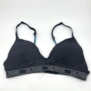 Tommy Hilfiger Navy Ribbed Cotton Padded Bralette Medium